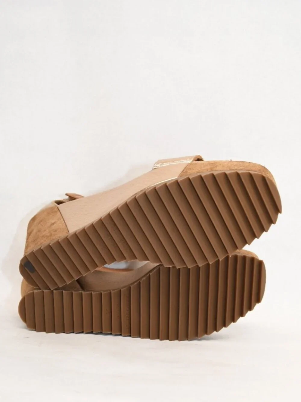 $650 Pedro Garcia fidelia wedge sandals METALLIC BROWN LEATHER SAWTOOTH 38 (DD2)
